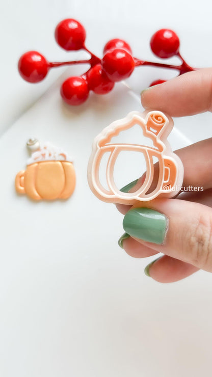 Pumpkin Spice Latte Polymer Clay Cutter: Fall Mug with Whipped Cream