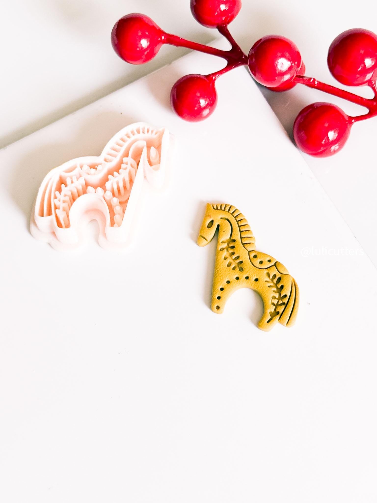Nordic Dala Horse Polymer Clay Cutter for Earrings and Christmas Ornaments