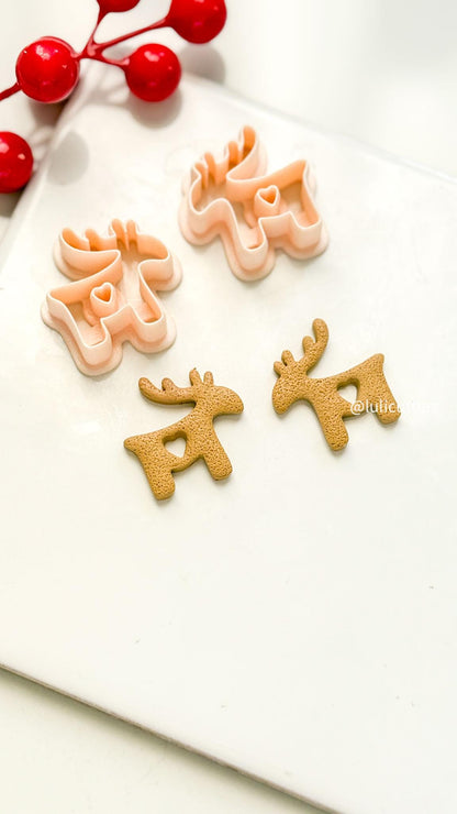 Nordic Reindeer with Heart Clay Cutter Christmas Earrings & Ornaments