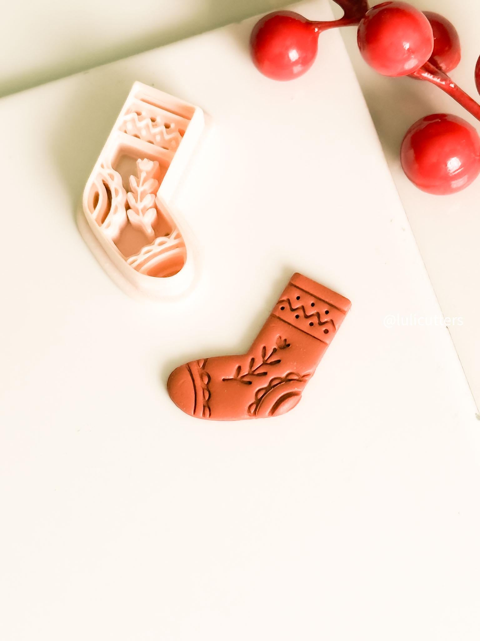 Nordic Christmas Stocking Polymer Clay Earring Cutter Holiday Ornament Jewelry Tool