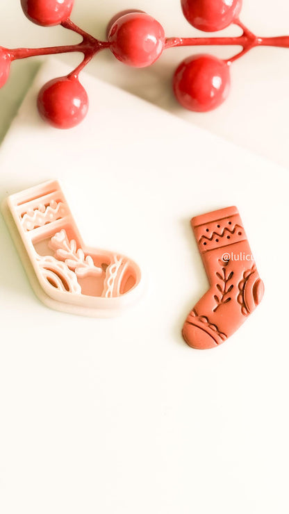 Nordic Christmas Stocking Polymer Clay Earring Cutter Holiday Ornament Jewelry Tool
