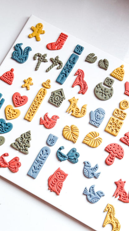 Nordic Floral Christmas Tree Polymer Clay Cutter for Earrings and Ornaments