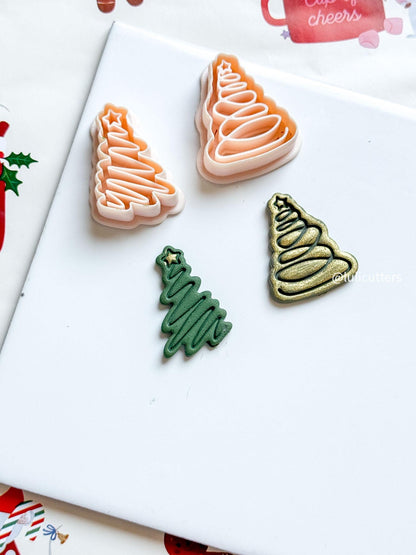 Christmas Tree Polymer Clay Cutter Zigzag or Spiral Star Holiday Jewelry Supplies