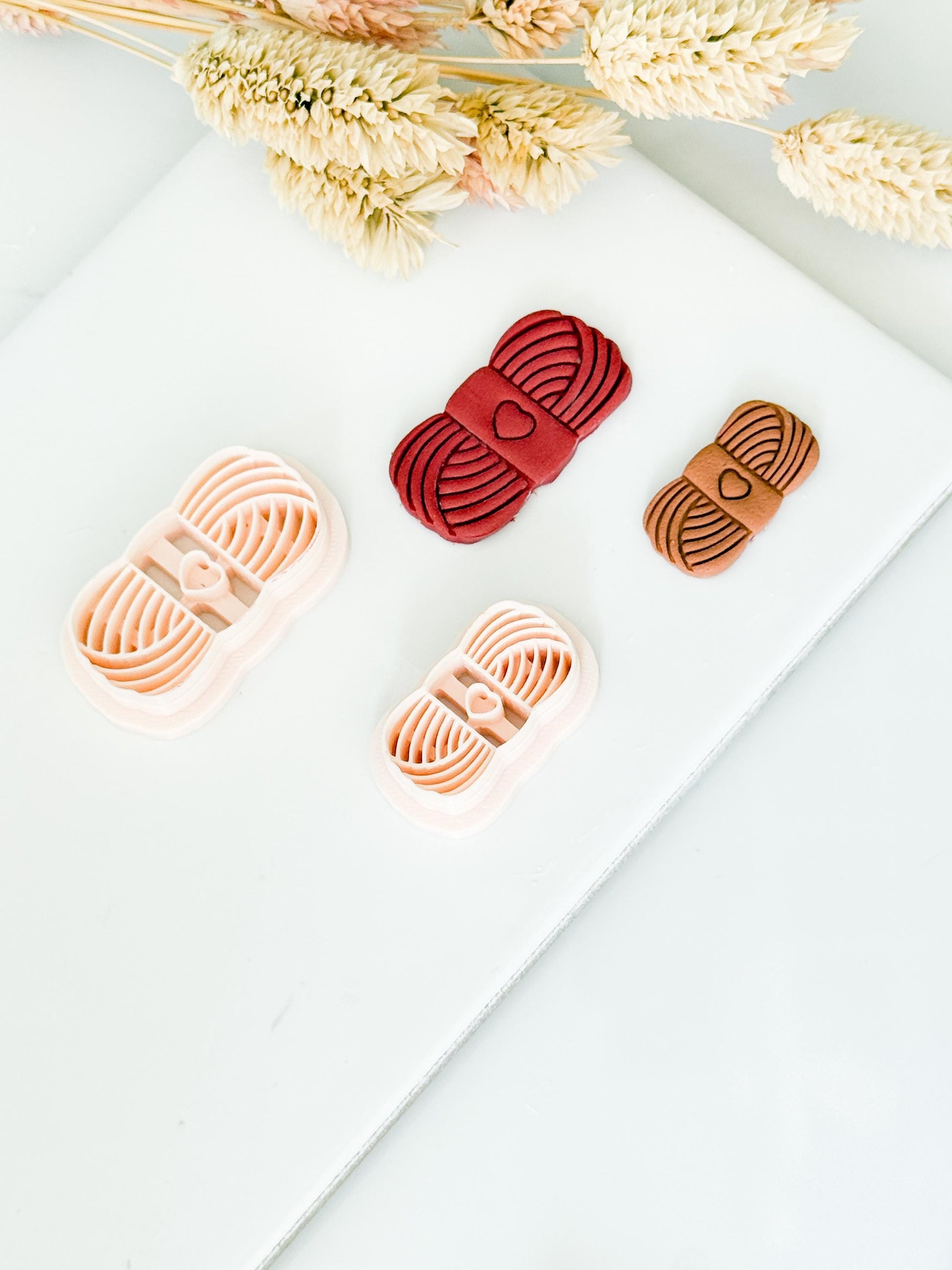 Yarn Ball Clay Cutters with Heart: Knitting & Crochet Jewelry Making