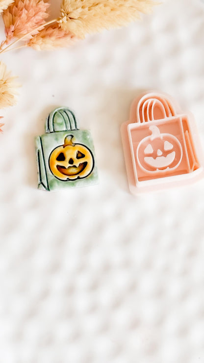 Halloween Polymer Clay Cutter: Pumpkin Trick or Treat Bag - Spooky Jewelry
