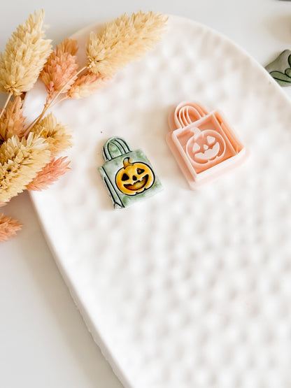 Halloween Polymer Clay Cutter: Pumpkin Trick or Treat Bag - Spooky Jewelry