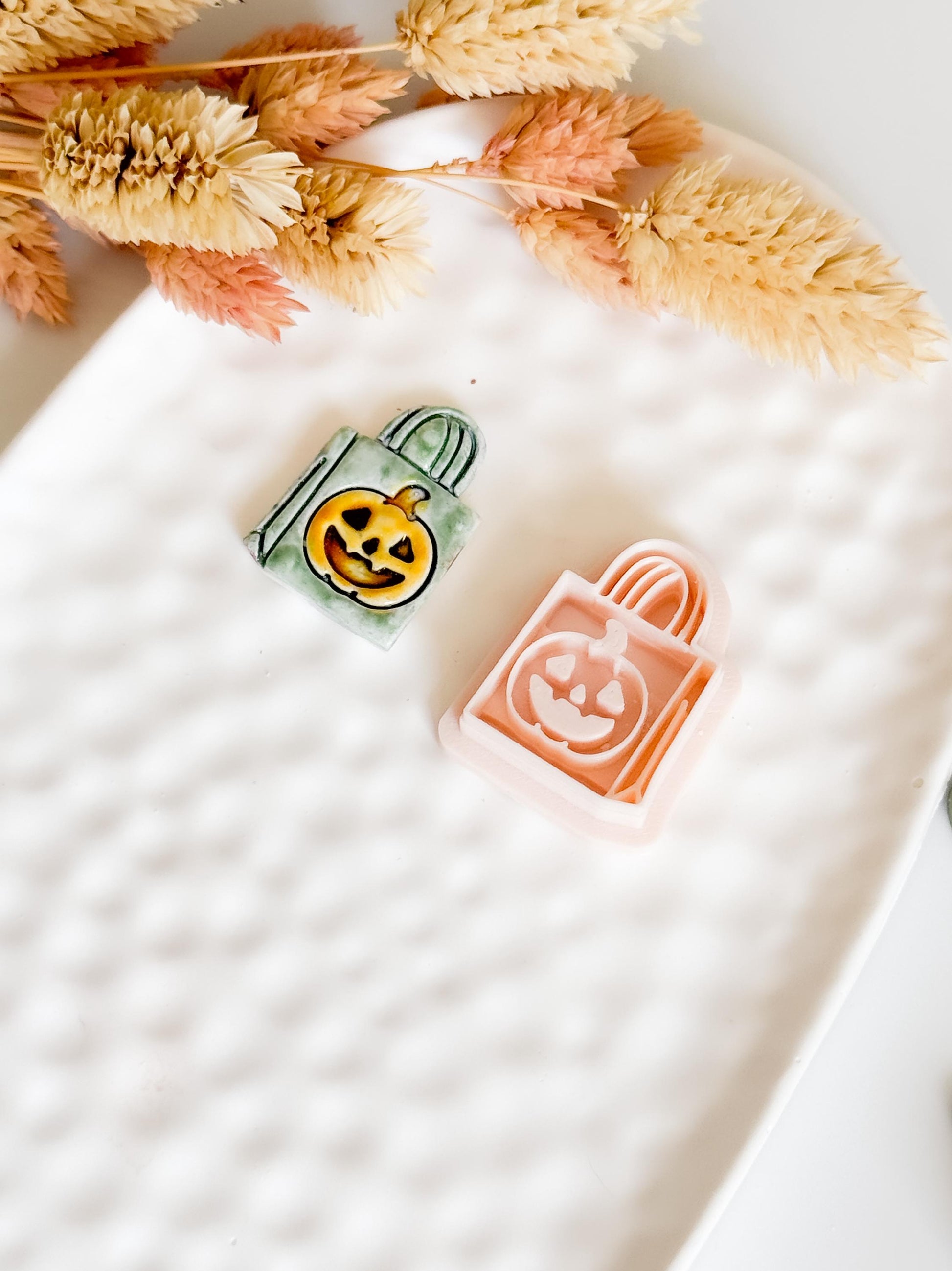 Halloween Polymer Clay Cutter: Pumpkin Trick or Treat Bag - Spooky Jewelry
