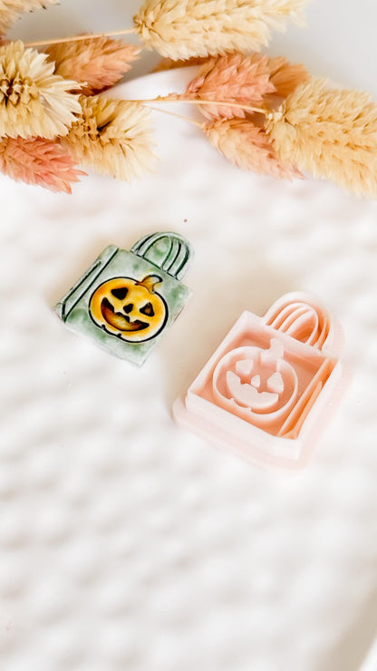 Halloween Polymer Clay Cutter: Pumpkin Trick or Treat Bag - Spooky Jewelry