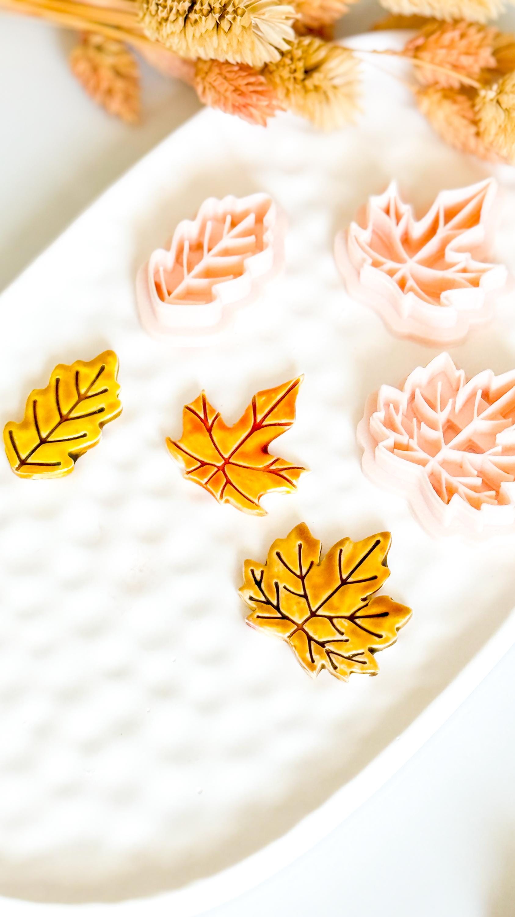 Autumn Leaf Clay Cutters: Oak & Maple Polymer Clay Jewelry