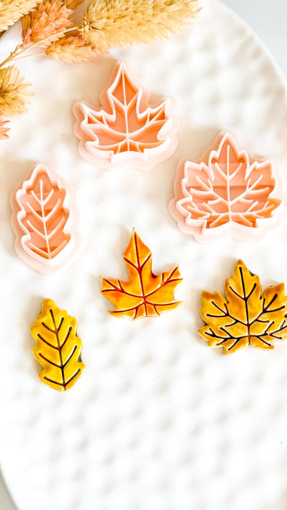 Autumn Leaf Clay Cutters: Oak & Maple Polymer Clay Jewelry