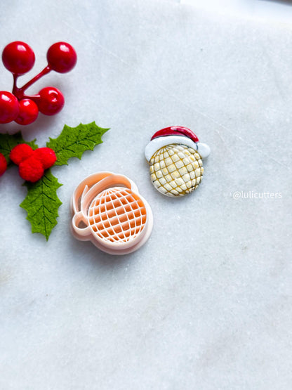 Santa Hat Ornament Clay Cutter: Polymer Clay Jewelry Tool - Grid Imprint