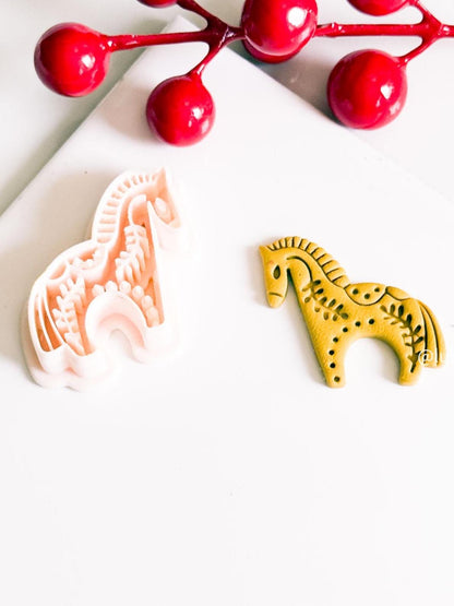 Nordic Dala Horse Polymer Clay Cutter for Earrings and Christmas Ornaments