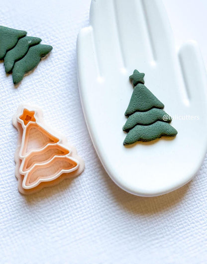 Christmas Tree Polymer Clay Cutter with Star Topper Holiday Jewelry and Crafts