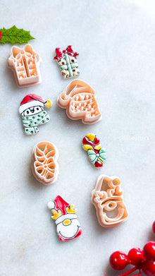 Festive Clay Cutters: Penguin, Deer, Gift Box, Candy Cane - Holiday Jewelry Making