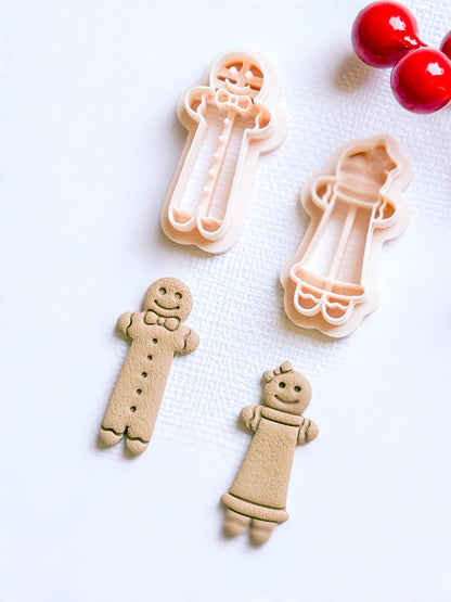 Gingerbread Boy and Girl Polymer Clay Cutters Christmas Earring Clay Tools