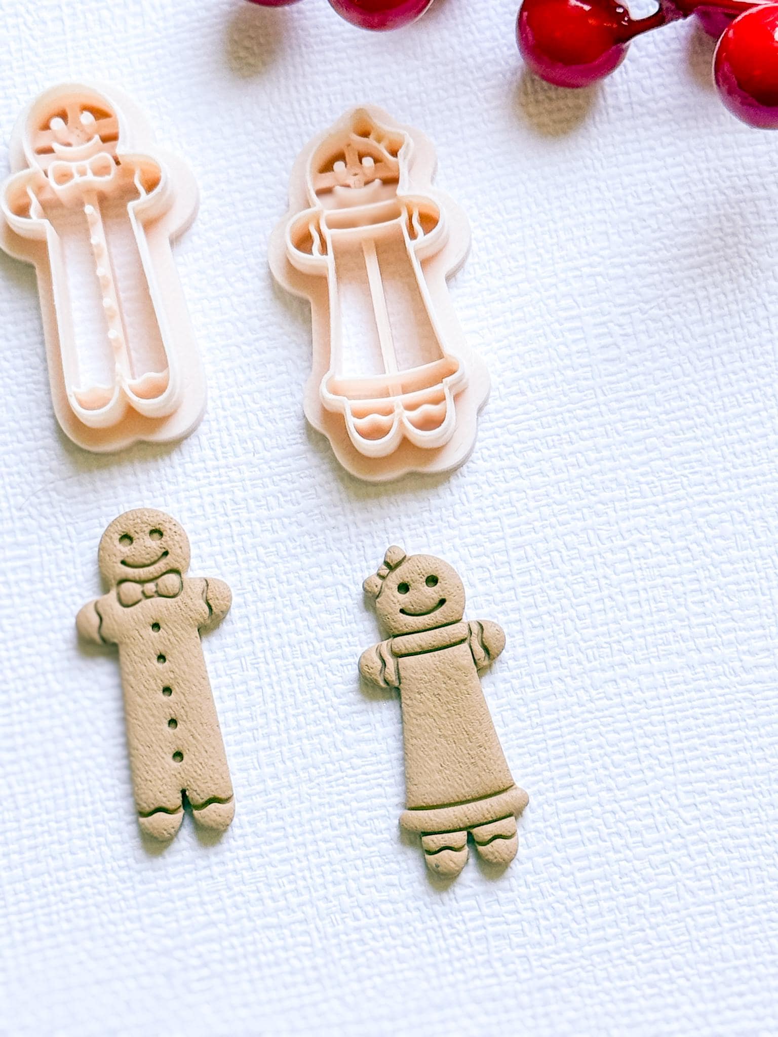 Gingerbread Boy and Girl Polymer Clay Cutters Christmas Earring Clay Tools