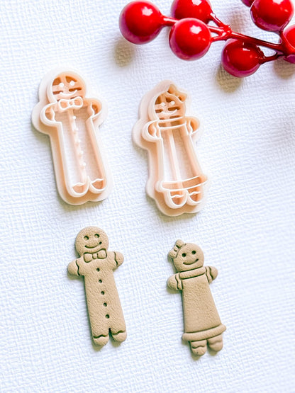 Gingerbread Boy and Girl Polymer Clay Cutters Christmas Earring Clay Tools