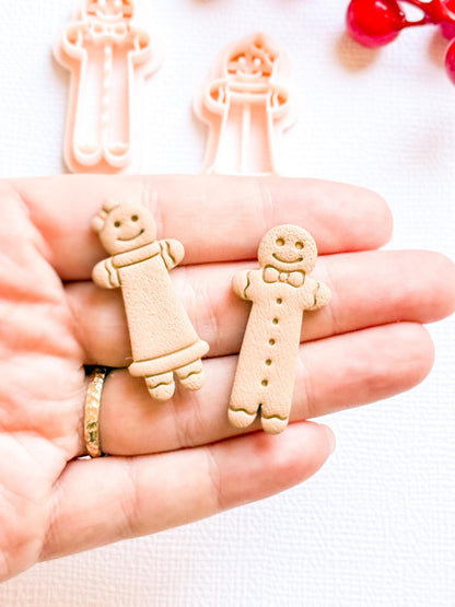 Gingerbread Boy and Girl Polymer Clay Cutters Christmas Earring Clay Tools