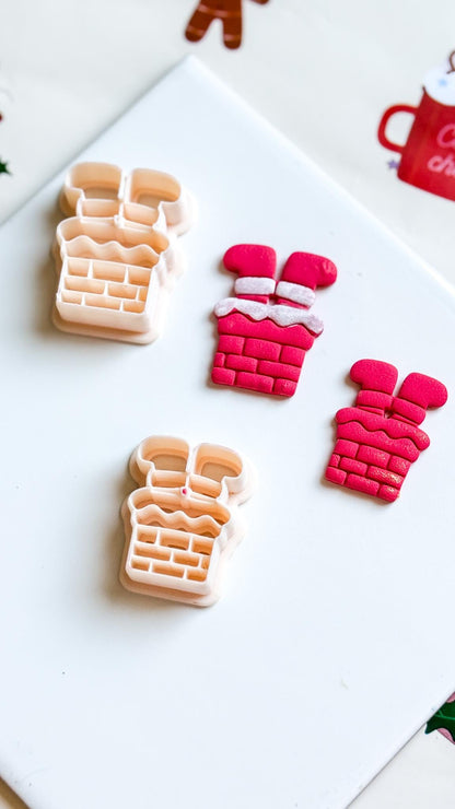 Santa Stuck in Chimney Polymer Clay Cutter Christmas Holiday Jewelry Making Supplies