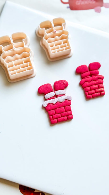 Santa Stuck in Chimney Polymer Clay Cutter Christmas Holiday Jewelry Making Supplies