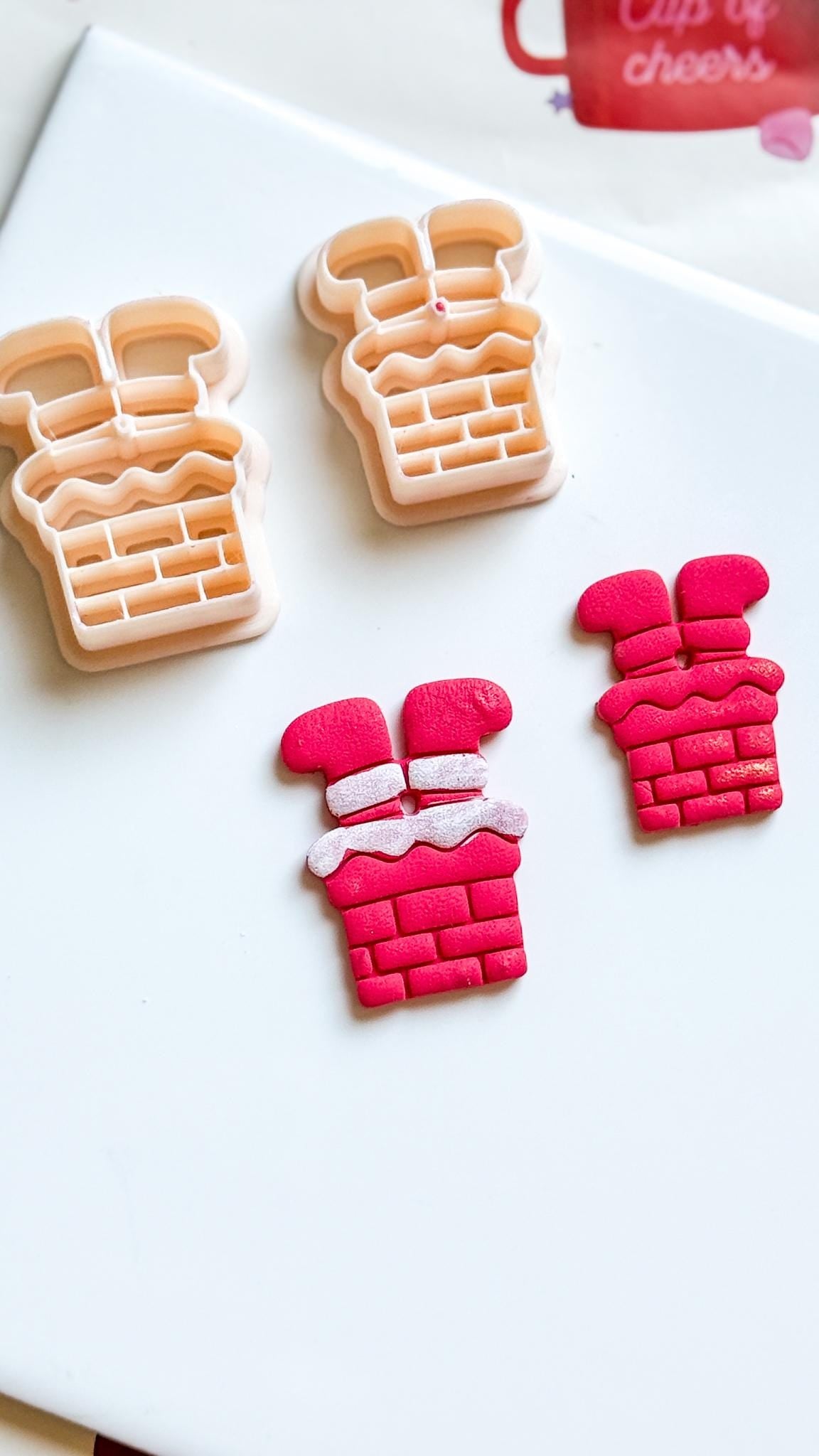 Santa Stuck in Chimney Polymer Clay Cutter Christmas Holiday Jewelry Making Supplies