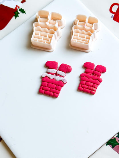 Santa Stuck in Chimney Polymer Clay Cutter Christmas Holiday Jewelry Making Supplies