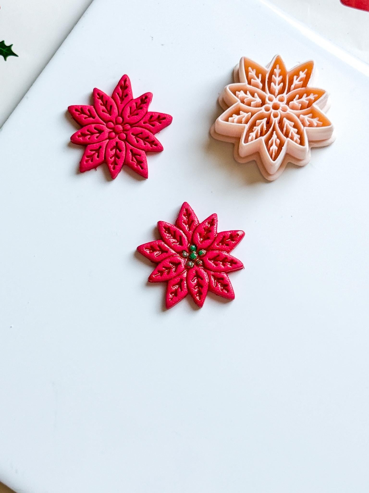 Poinsettia Snowflake Star Polymer Clay Cutter Christmas Holiday Jewelry Making Supplies