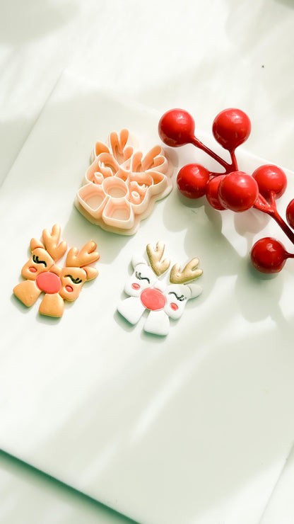Winter Fairy Reindeer Bow Polymer Clay Cutter Christmas Holiday Jewelry Making Supplies