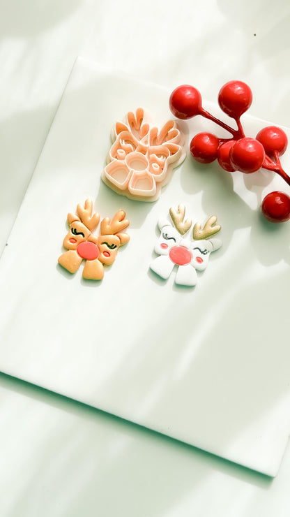 Winter Fairy Reindeer Bow Polymer Clay Cutter Christmas Holiday Jewelry Making Supplies