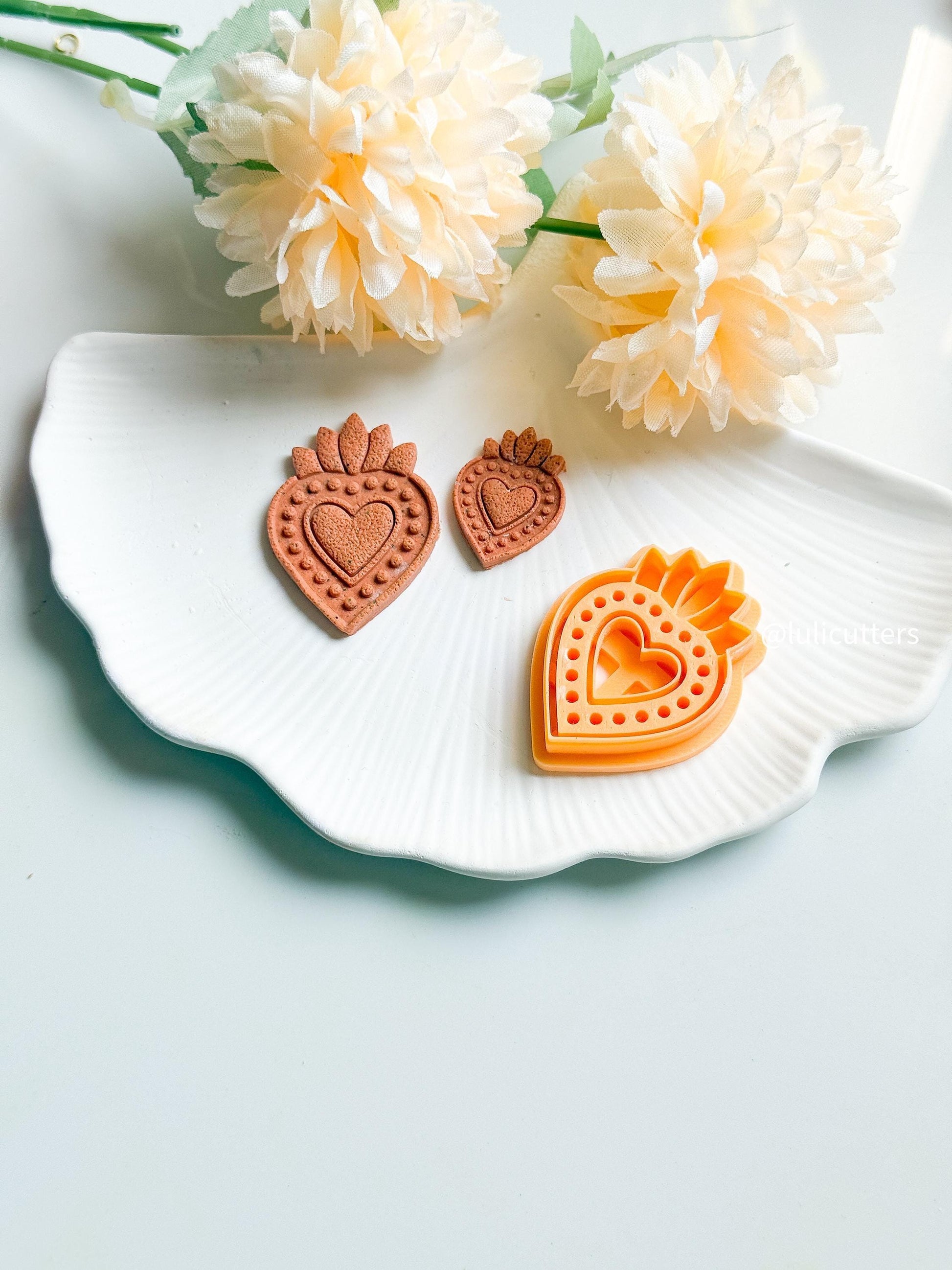 Sacred Heart Polymer Clay Cutter, Milagro Folk Art Jewelry Tool