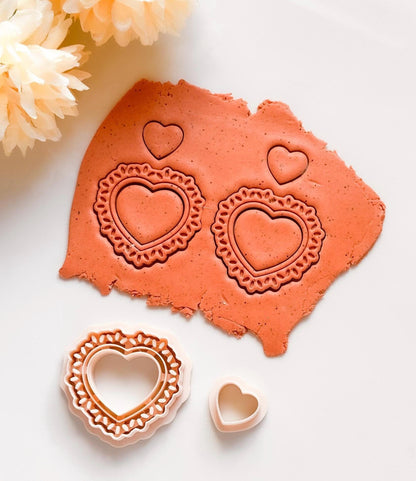 Lace Heart Polymer Clay Cutter Set Romantic Jewelry and Crafts