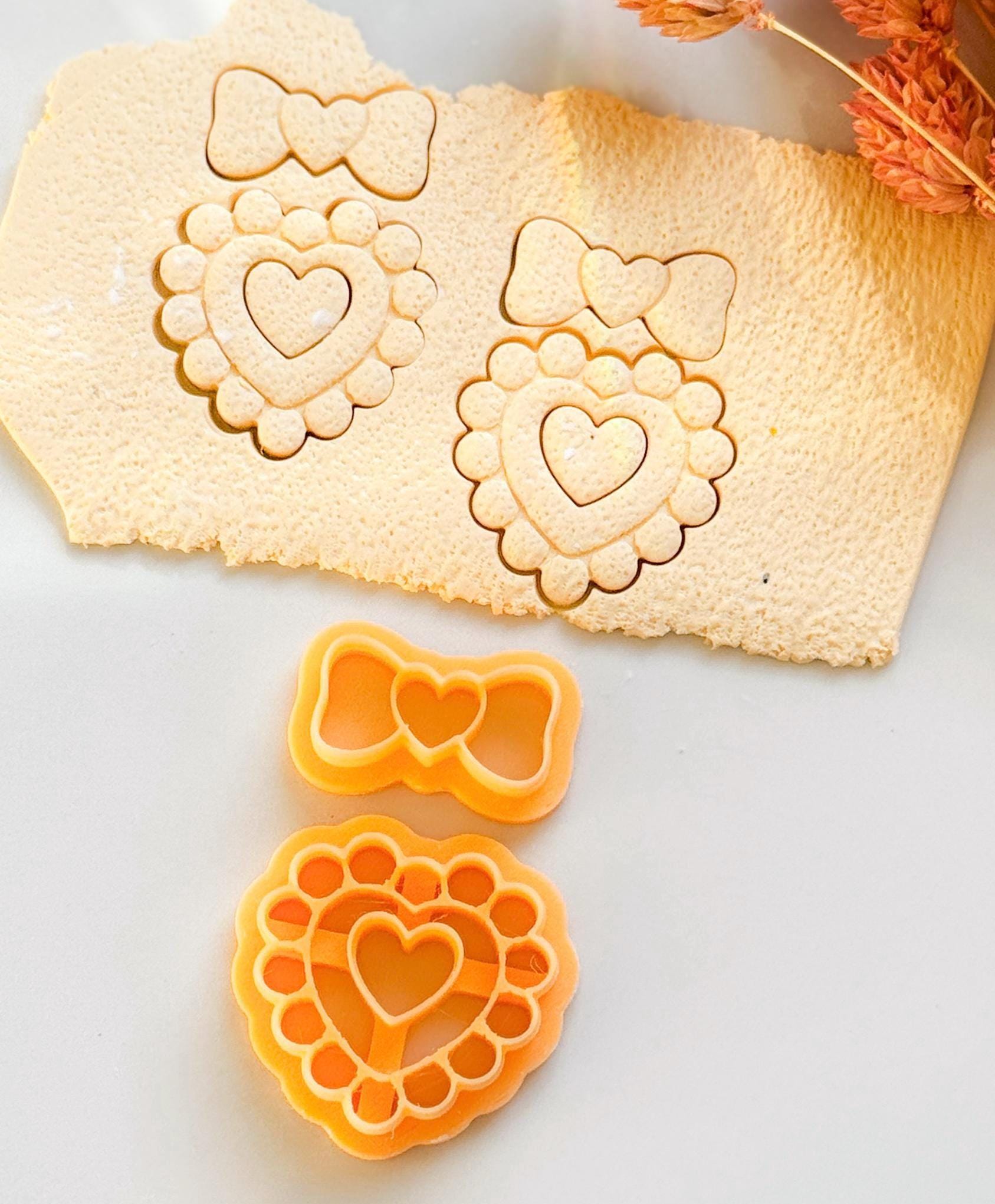 Heart Bow Polymer Clay Cutter Set: Scalloped Clay Earring Tool