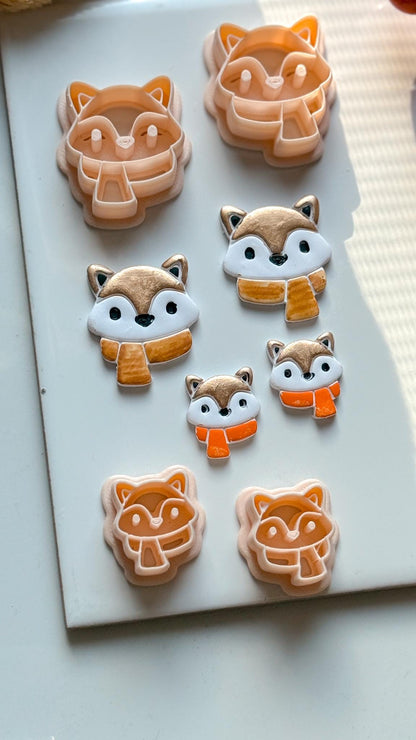 Fox Face Polymer Clay Cutter Winter Scarf Charm and Ornament Tool