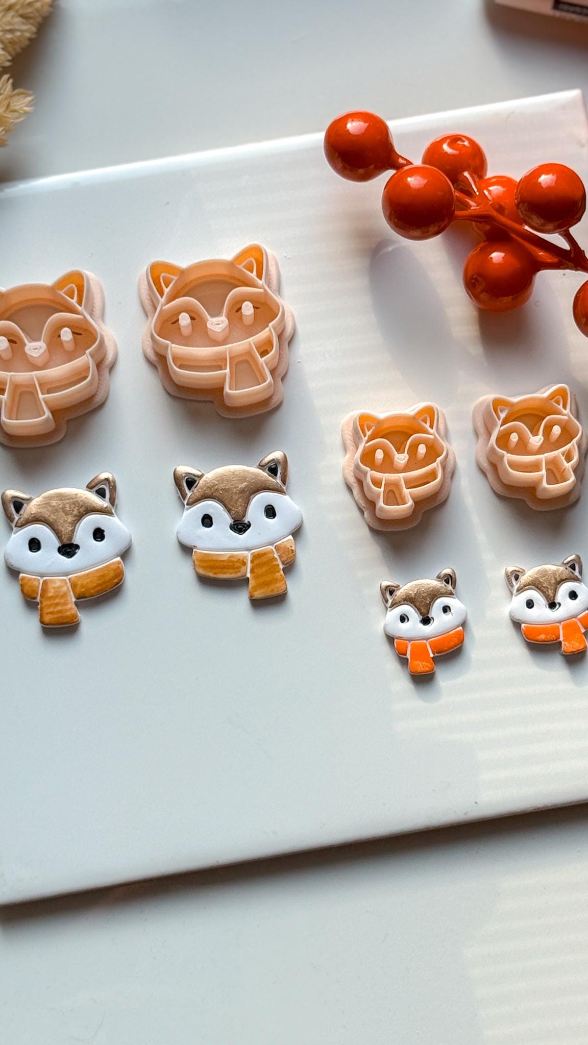 Fox Face Polymer Clay Cutter Winter Scarf Charm and Ornament Tool
