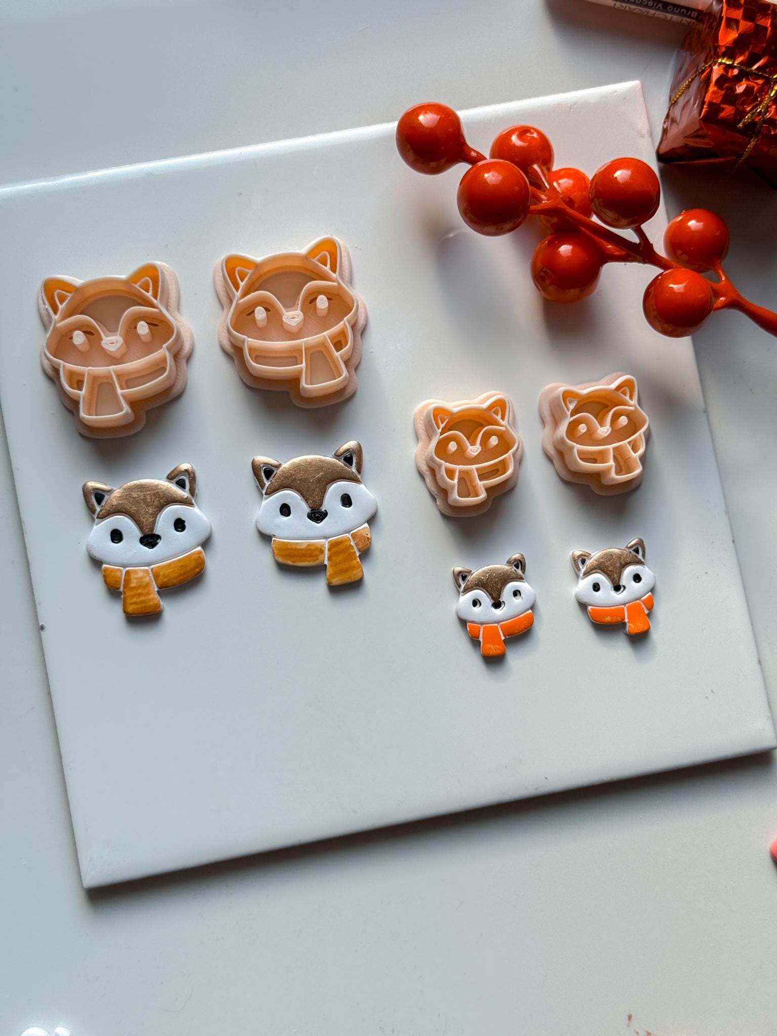 Fox Face Polymer Clay Cutter Winter Scarf Charm and Ornament Tool