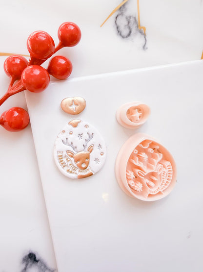 Winter Fairy Reindeer Ornament Polymer Clay Cutter Set Holiday Jewelry & Decor