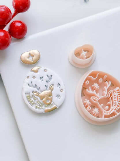 Winter Fairy Reindeer Ornament Polymer Clay Cutter Set Holiday Jewelry & Decor