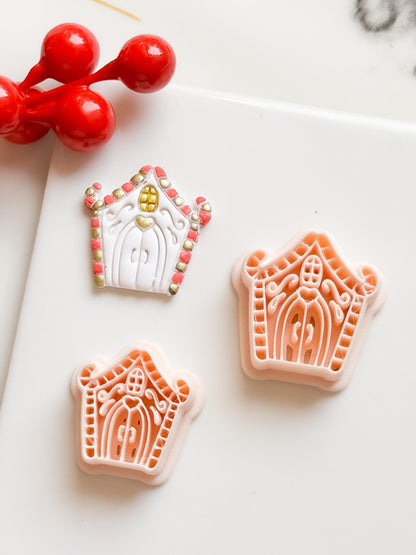 Winter Fairy Gingerbread House Polymer Clay Cutter Set Holiday Earrings & Jewelry