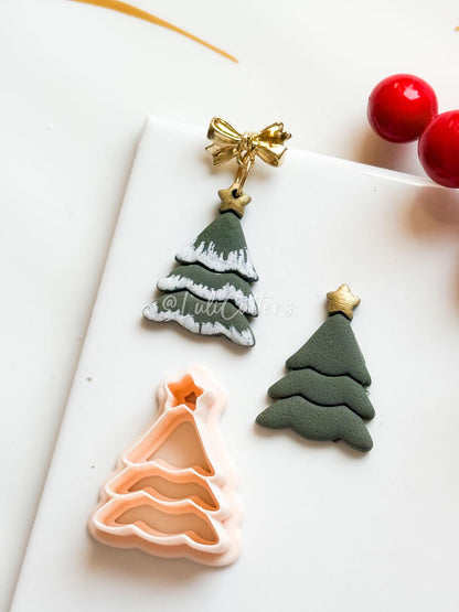 Christmas Tree Polymer Clay Cutter with Star Topper Holiday Jewelry and Crafts