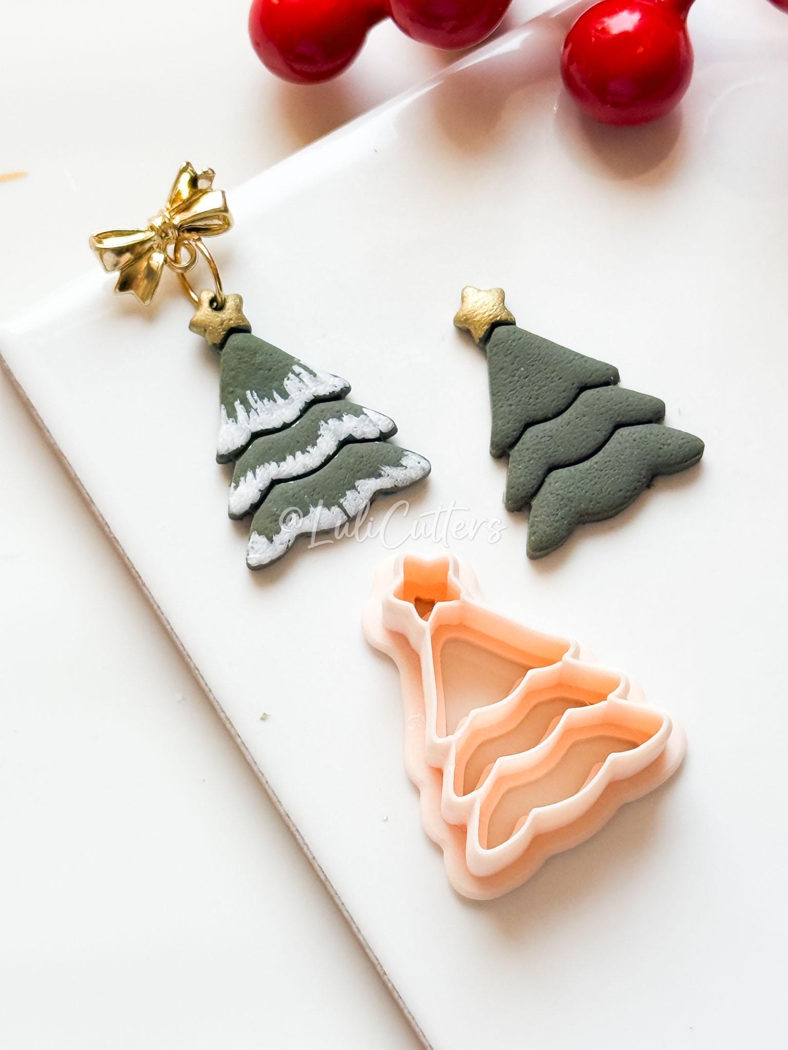 Christmas Tree Polymer Clay Cutter with Star Topper Holiday Jewelry and Crafts