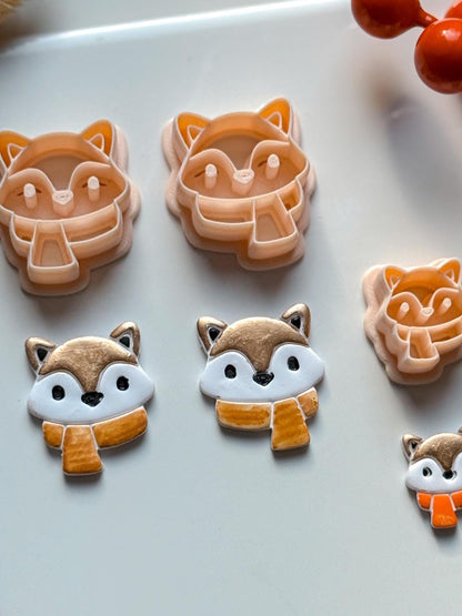 Fox Face Polymer Clay Cutter Winter Scarf Charm and Ornament Tool