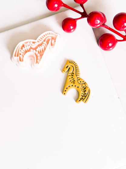 Nordic Dala Horse Polymer Clay Cutter for Earrings and Christmas Ornaments