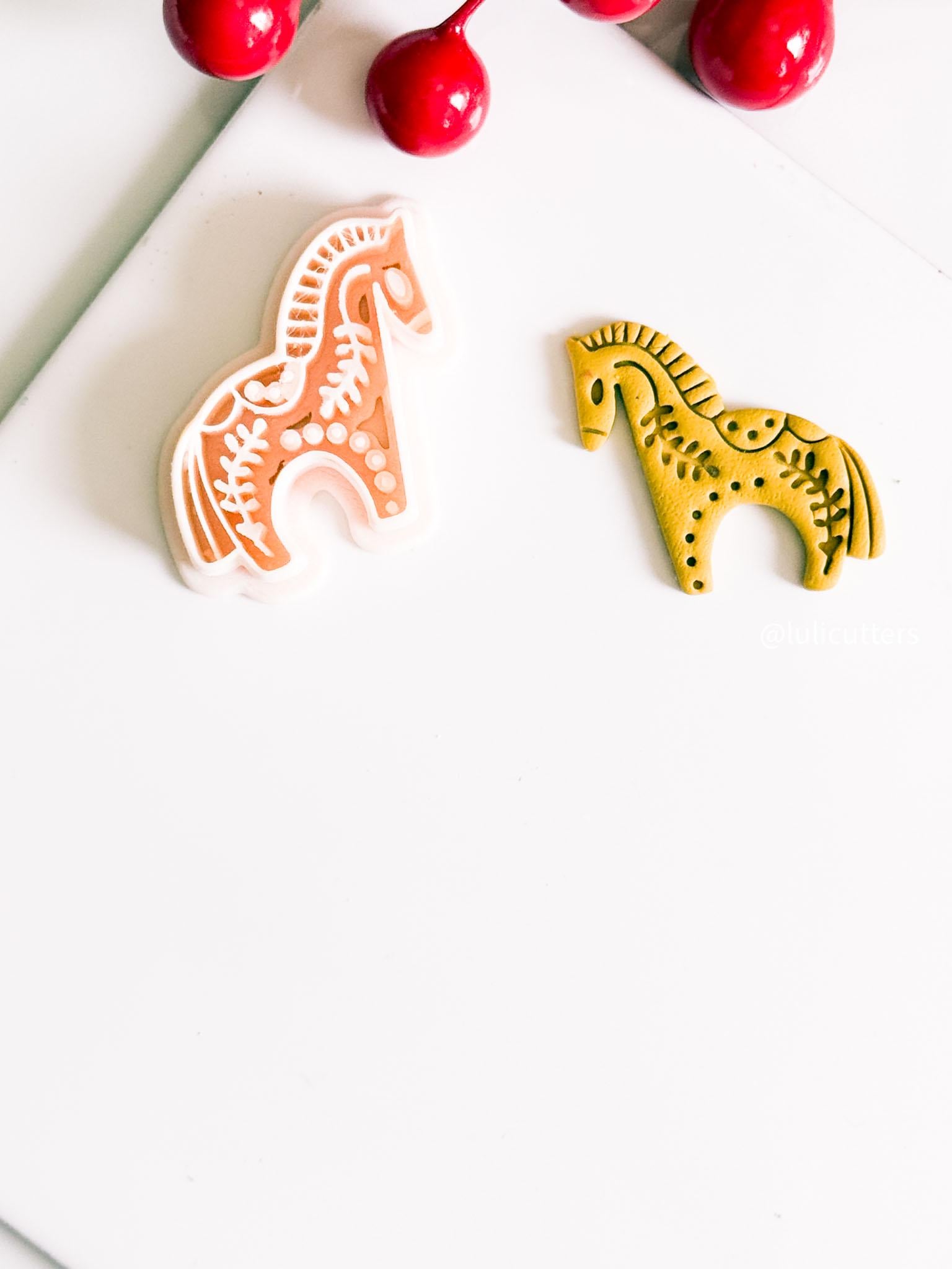 Nordic Dala Horse Polymer Clay Cutter for Earrings and Christmas Ornaments