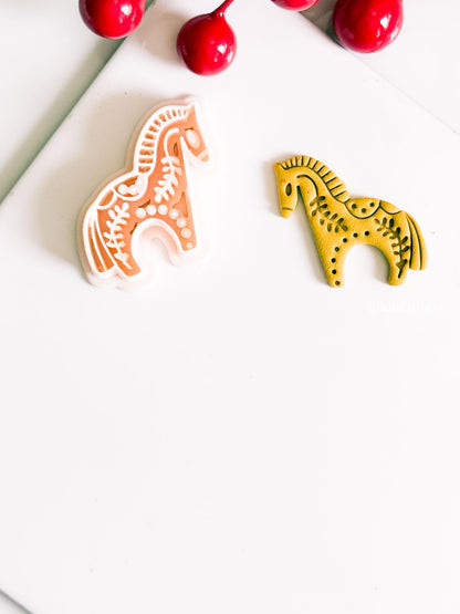 Nordic Dala Horse Polymer Clay Cutter for Earrings and Christmas Ornaments