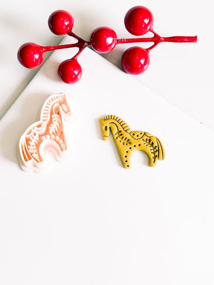 Nordic Dala Horse Polymer Clay Cutter for Earrings and Christmas Ornaments