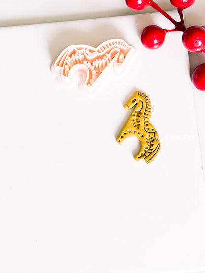 Nordic Dala Horse Polymer Clay Cutter for Earrings and Christmas Ornaments