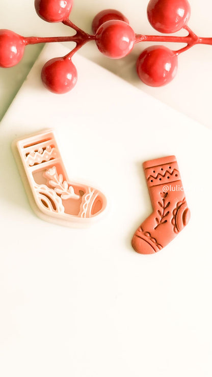 Nordic Christmas Stocking Polymer Clay Earring Cutter Holiday Ornament Jewelry Tool