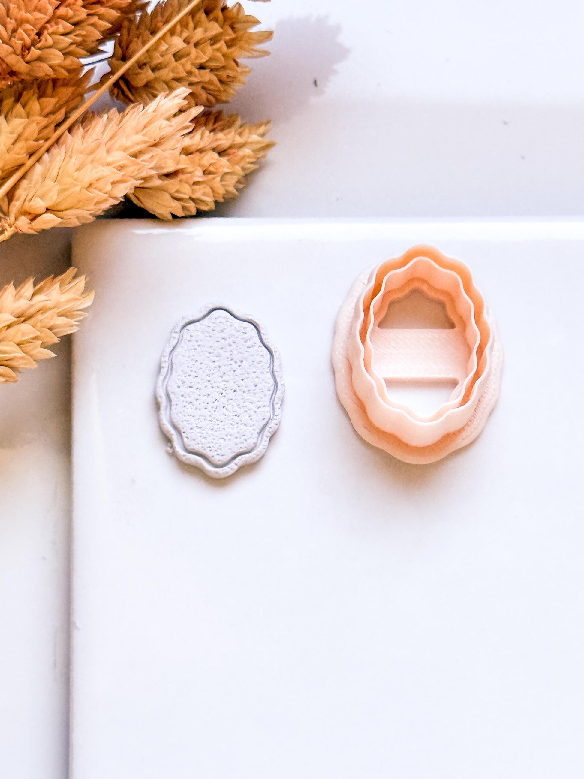 Scalloped Oval Polymer Clay Cutter Wavy Medallion Shape Tool for Earrings and Jewelry Making