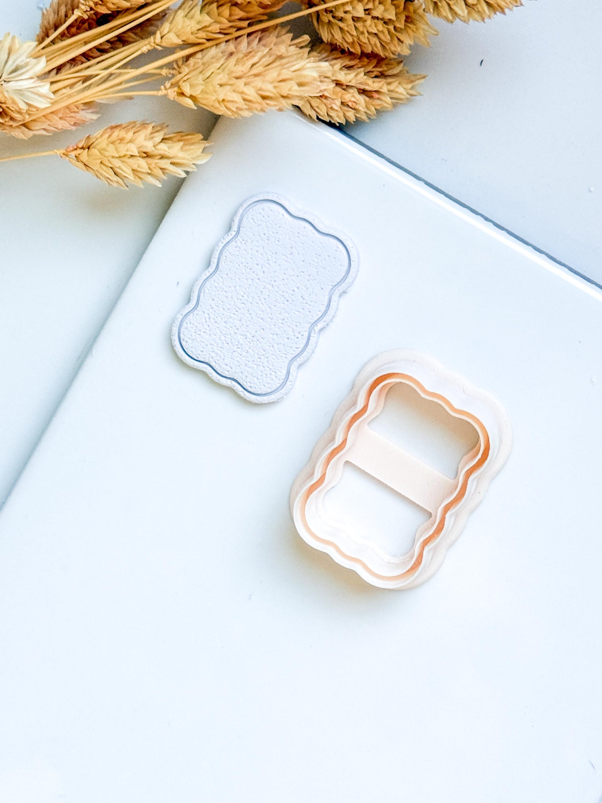 Scalloped Rectangle Polymer Clay Cutter Wavy Plaque Shape Tool for Earrings and Jewelry Making