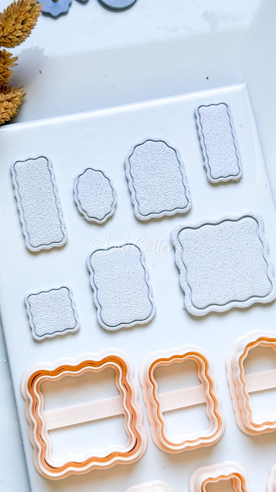 Scalloped Rectangle Polymer Clay Cutter Wavy Plaque Shape Tool for Earrings and Jewelry Making